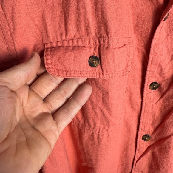 Old Navy Linen Blend Men's Short Sleeve Button Up Camp Shirt Coral Size Large - Picture 4 of 13
